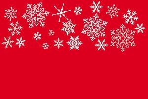 snö röd bakgrund. bakgrund med snöflinga, jul firande begrepp. foto