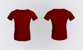 röd t-shirt isolerat på en vit bakgrund. främre tillbaka skjorta attrapp foto