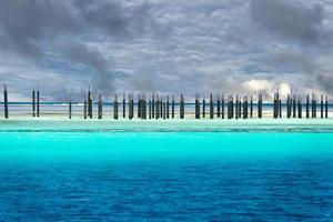 larv byggnad en tillflykt i tropisk paradis foto