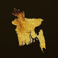 bangladesh Karta gyllene metall Färg höjd Karta bakgrund 3d illustration foto