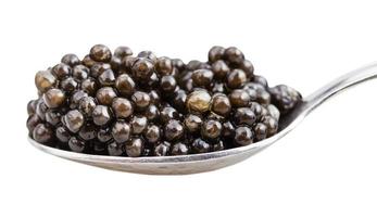 sida se av sked med svart stör kaviar foto
