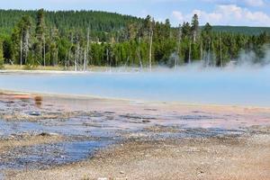 blå termisk slå samman i måla kastruller gejser handfat i yellowstone nationell parkera foto