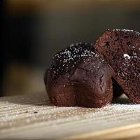 närbild foto av chokladmuffin