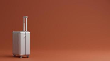 vit bagage över brun bakgrund resa begrepp. 3d tolkning foto