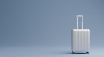 vit bagage över blå bakgrund resa begrepp. 3d tolkning foto