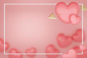 hjärtans dag begrepp, rosa hjärtan med guld pil på rosa bakgrund. 3d tolkning. foto