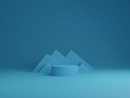blå minimal abstrakt bakgrund cylinder podium geometrisk form, skede för produkt. 3d tolkning foto