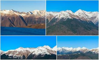 collage från kaukasus berg, Krasnaya polyana, rosa hutor, ryssland foto