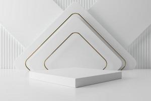 abstrakt minimal scen vit och guld podium , design för kosmetisk eller produkt visa podium 3d framställa foto