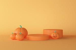 abstrakt minimal för halloween podium pumpa, design för produkt och paket visa 3d tolkning. foto