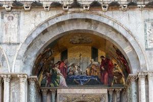 Venedig, Italien - oktober 12, 2014. partiell se av helgon märken basilika Venedig foto