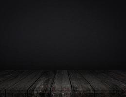 trä svart bakgrund textur, mörk trä- tabell topp se tom för design foto