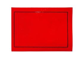 röd papper klistermärke märka isolerat på vit bakgrund foto