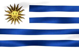 3D-illustration av en uruguays flagga - realistiskt viftande tygflagga foto
