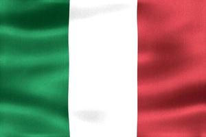 3D-illustration av en Italiens flagga - realistiskt viftande tygflagga foto