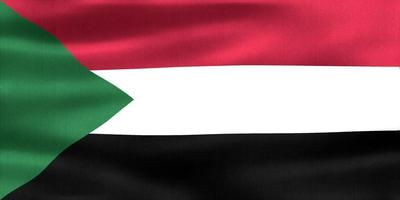 3D-illustration av en sudans flagga - realistiskt viftande tygflagga foto
