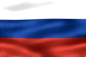 3D-illustration av en rysslands flagga - realistiskt viftande tygflagga foto