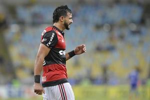 rio, Brasilien - Mars 28, 2018 - henrique dourado spelare i match mellan flamengo och botafogo förbi de carioca mästerskap i maracana stadion foto