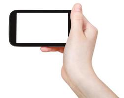 hand innehar smart telefon isolerat foto
