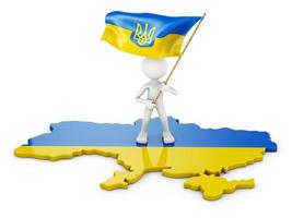 man med de flagga av ukraina foto
