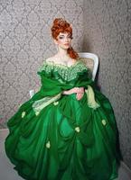 prinsessa i magnifik grön klänning foto
