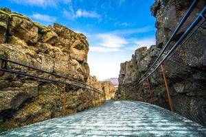 pingvellir, eller thingvellir, en webbplats av historisk och kulturell nationell parkera i sydvästlig Island, gräns mellan de norr amerikan tektoniska tallrik och de eurasian foto