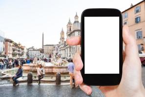 turist fotografier fyrkant navona i rom foto