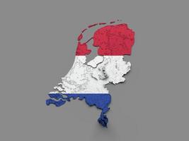 nederländerna Karta flagga skuggad lättnad Färg höjd Karta på vit bakgrund 3d illustration foto