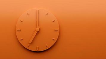 minimal orange klocka sju 7 o klocka abstrakt minimalistisk vägg klocka 3d illustration foto