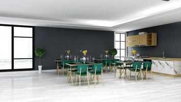 3d framställa modern grön kontor skafferi - interiör design minimalistisk kök begrepp foto