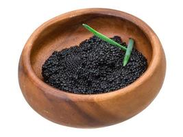 svart kaviar på vit foto