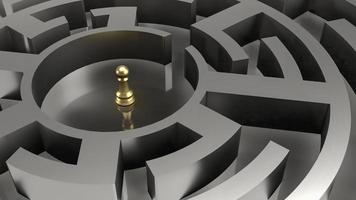 de guld schack i labyrint för företag begrepp 3d tolkning foto