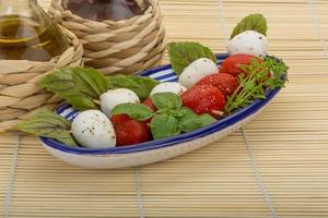 caprese sallad på tallrik foto