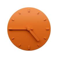 minimal orange klocka 4 45 o klocka fjärdedel till fem abstrakt minimalistisk vägg klocka 3d illustration foto