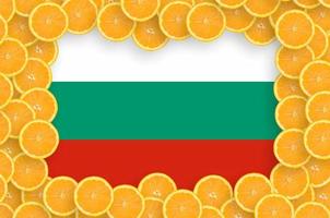 bulgarien flagga i färsk citrus- frukt skivor ram foto