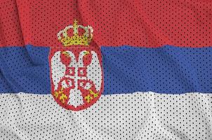 serbia flagga tryckt på en polyester nylon- sportkläder maska tyg foto