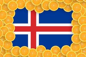 island flagga i färsk citrus- frukt skivor ram foto