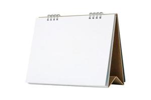 vit tom papper skrivbord kalender attrapp isolerat på vit bakgrund foto