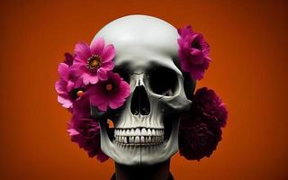 skalle med blommor läskigt kreativ för dia de los muertos dag av de död- halloween foto