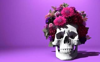 skalle med blommor läskigt kreativ för dia de los muertos dag av de död- halloween foto