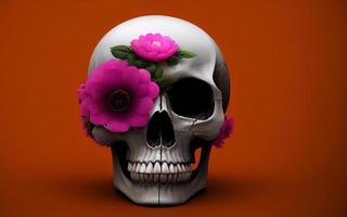 skalle med blommor läskigt kreativ för dia de los muertos dag av de död- halloween foto