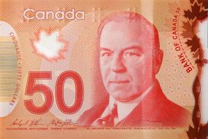 william lyon mackenzie kung porträtt på kanada 50 dollar 2012 polymer sedel fragment foto