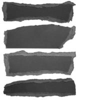 svart rev papper trasig kanter remsor uppsättning isolerat på vit bakgrund foto