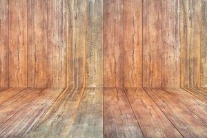 tömma trä- plankor vägg perspektiv golv rum interiör bakgrund foto
