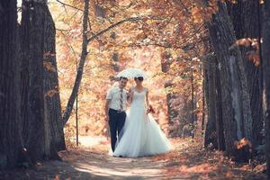 bröllopsporträtt höstens natur foto