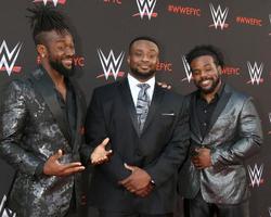 los angeles - jun 6 kofi kingston, stor e, xavier skog, de ny dag på de wwe för din hänsyn händelse på de TV akademi saban media Centrum på juni 6, 2018 i norr hollywood, ca foto