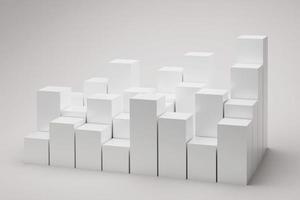 många kuber på vit bakgrund. 3d illustration. fyrkant block pallplatser för presentation produkt foto