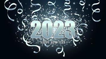 Lycklig ny år 2023. silver- serpentin. vektor illustration. jul bakgrund. foto