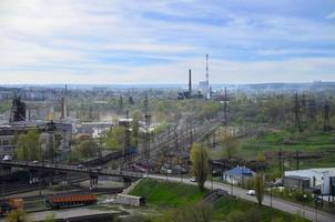 landskap av ett industriell distrikt i de kharkov stad från en fåglar öga se foto