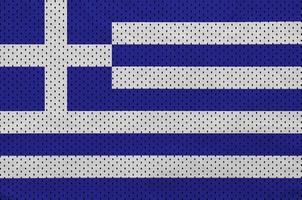 grekland flagga tryckt på en polyester nylon- sportkläder maska tyg foto